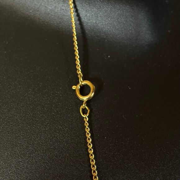 Gold Tone Floral Butterfly Pendant Necklace Enamel Vintage Retro 80s 24" - Picture 5 of 8